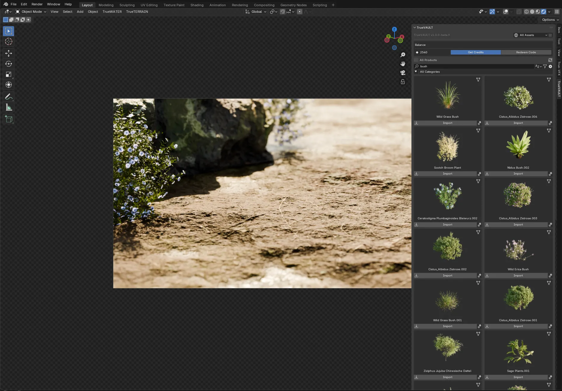 One‑click importing and placement of assets